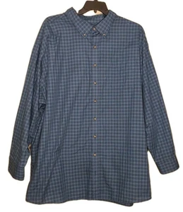 Harbor Bay - Blue Check Long Sleeve Polycotton Button Up Shirt - Men's Size 4XL - Picture 1 of 2