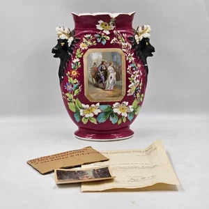 Family Heirloom Paris Porcelain Vase 1870s w/ Women's Weekly Letter (H1) NS#8668 - Picture 1 of 10