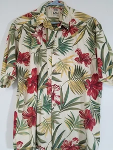 Vintage Pau Hana Shirt Mens Sz M Red Tropical Floral Hawaiian Camp Button 3463 - Picture 1 of 4