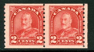 Canada 1930 KGV 2¢ Carmine Coil Pair Scott #181 MNH G136 - Picture 1 of 6