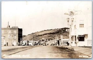 Postcard RPPC Pismo Beach CA Street Wild Goose Cafe Richfield Gas 1940s OS11 - Picture 1 of 2