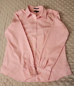 Excellent-LAND’S END Women's Dress Shirt No Iron Pinpoint Oxford 12 Pink - Picture 1 of 5