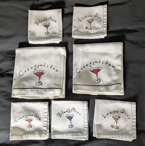 Juego de 7 servilletas retro de tela de cóctel y trapo de bar Pottery Barn Cosmopolitan - Imagen 1 de 10