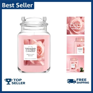 Candela profumata rose tagliate fresche, barattolo grande 22 oz con tempo di combustione fino a 150 ore, Gi - Foto 1 di 10