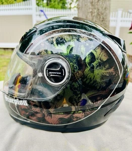 Scorpion Exo-400 Skull Bucket Chameleon Full Face Helmet/Clear Visor/Size L - Picture 1 of 15