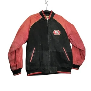 NFL Bomber Jacket Mens Leather Suede San Francisco 49ers Football XL Vintage - Picture 1 of 13