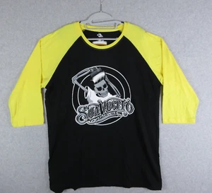 Suavecito Pomade T Shirt Mens 2XL Black Yellow 3/4 Sleeve Rockabilly Skeleton - Picture 1 of 7