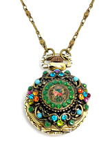 Vintage Watch Pendant with Colored Crystal Stones By Michal Negrin #87#