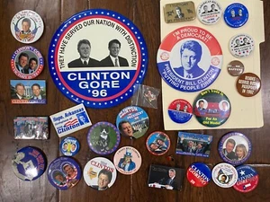 PRESIDENT BILL CLINTON VP Al Gore Democrats Political BUTTON collection 1990s - Picture 1 of 1