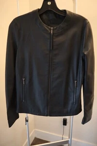 Black Leather Moto Bomber Jacket LTH JKT Soft Luxurious Women's Size Small New - Picture 1 of 9