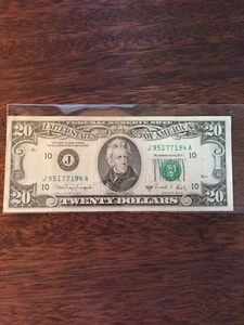 1988A 20 DOLLAR BILL-SMALL FACE FEDERAL RESERVE NOTE-KANSAS CITY DISTRICT J #5 - Picture 1 of 6