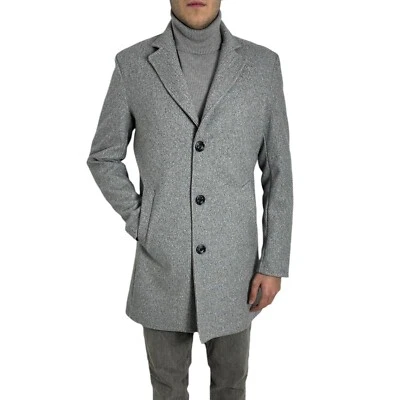 Cappotto Uomo Invernale Cappottino Lungo Monopetto Classico Elegante VEQUE - Immagine 1 di 2
