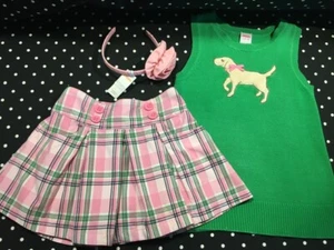 Gymboree Smart Girls Rule sweater vest plaid skort headband 5 6 5-6 lot set bund - Picture 1 of 9