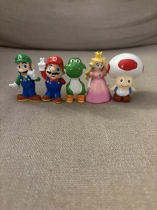 Super Mario Luigi Yoshi Toad Peach Set of 5 Promotional Mars 1994 Figures Rare!! - Picture 1 of 2