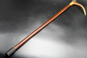 Wanderstock mit Hirschhorn-Winkelgriff, Gesamtlänge 84 cm - Bild 1 von 6