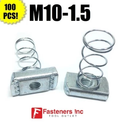 (QTY 100) M10-1.50 Metric Strut Spring Nuts for Unistrut Channel #4197 - Image 1 of 3