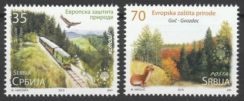 Serbia 2015 Trains, Nature, Fauna 2 MNH stamps Cover