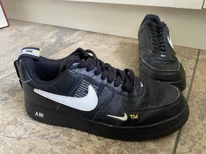 Nike Air Force 1 ‘07 LV8 Utility Trainers Black/ White/ Yellow. Size Uk 7 - Picture 1 of 10