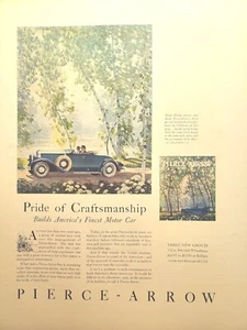 Pierce-Arrow Motor Car cupé azul río abedul pareja anuncio impreso vintage 1930 - Imagen 1 de 6