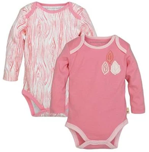 Burt's Bees Baby Set of 2 Long Sleeve Bodysuits Water Lily Preemie Cotton NWT - Picture 1 of 2