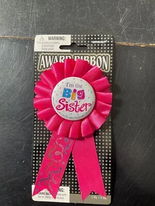 Baby Shower Big Sister Award Ribbon Pink Award Ribbon - Picture 1 of 1