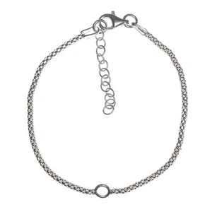 925 Sterling Silver Ladies Bracelet Popcorn Charm Chain Jewellery 7.5inch - Imagen 1 de 13