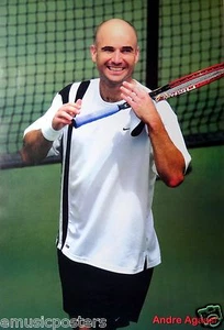 ANDRE AGASSI "SMILING ON TENNIS COURT" POSTER - Grand Slam Tennis Champion - Picture 1 of 1