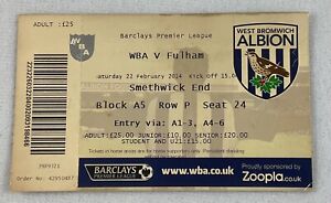 EFB 2014 02/22 West Bromwich Albion v Fulham Football (Soccer) Ticket