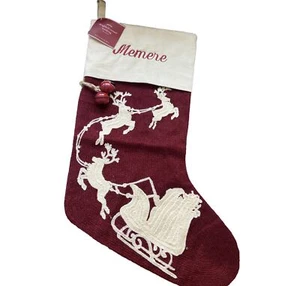 NWT Pottery Barn Sleigh Bell Crewel Embroidered Christmas Stocking “ Memere ” - Picture 1 of 3