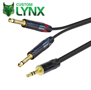 Neutrik TRS 3.5mm to 2 x 6.35mm ¼" Mono Jacks Cables. Audio Insert Lead DJ Mixer - Picture 1 of 4