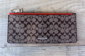 COACH Brown Signature Vermillion 6" x 2.75" Zip Pouch Replacement - Picture 1 of 7