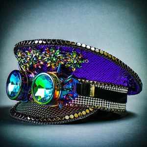 Purple Steampunk Fashion Burning Man Costume Top Cap Party Captain Hat Head Gear - Picture 1 of 7