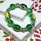 Bracelet de Noël pain d'épice homme bonbons fait main bracelet vert extensible femme