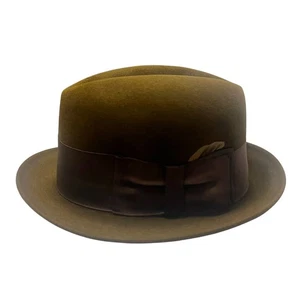 Vintage Resistol Self Conforming Brown Felted Wool Fedora Men's Hat size 7 - Picture 1 of 8