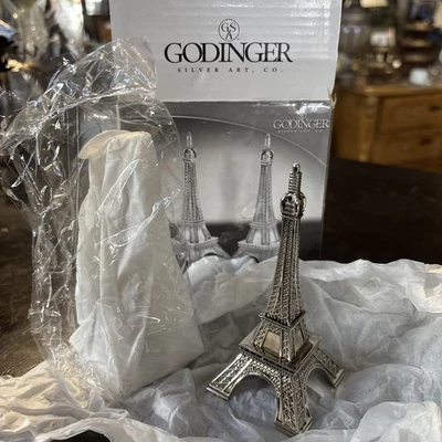 Godinger Эйфелевой башни соли и перца шейкеры серебристого тона набор из 2 - новый в коробке - Изображение 1 из 4
