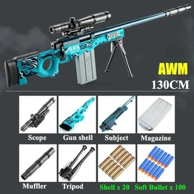 🔥 AWM Soft-Bullet Sniper Rifle – Manual Load Toy Gun Outdoor - Image 1 of 4