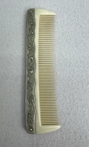 Vintage Sterling Silver Plated Comb 7.25” Ornate Handle Antique Vanity Grooming - Picture 1 of 6