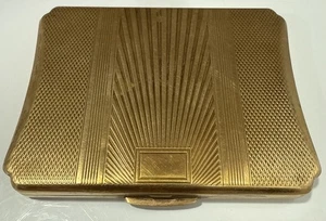Tocador compacto vintage Kigu en polvo tono dorado Inglaterra - Imagen 1 de 23
