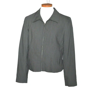  Chaqueta Blazer DKNY Gris Mezcla Lana Cremallera Mujer Talla 8 Hecha en Italia Foto 1 de 4