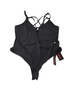 NWT ROMWE Slit Bodysuit Size 4XL Black Adjustable Straps Polyester Lingerie - Picture 1 of 12