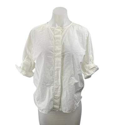 Blusa Camisa Top COS Para Mujer Blanca Media Manga Cuello Redondo Botones Talla 6 Foto 1 de 4