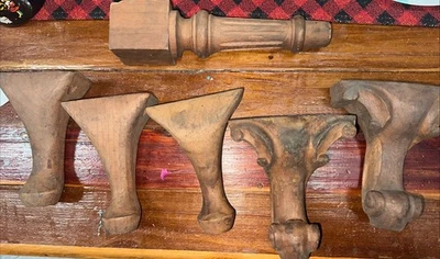 Lote de 6 patas de madera antiguas vintage de repuesto de madera Foto 1 de 4