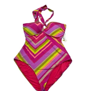 Traje de baño Trina Turk para mujer 14 colorido vals convertible bandeau de una pieza Resort - Imagen 1 de 9