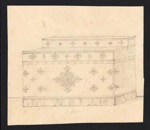 Dessin au crayon d'un meuble style renaissance - Picture 1 of 1