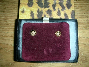 Pendientes de grabado de corte diamante de oro de 24 kt sobre plata esterlina 2,4 gramos 3/8 in - Imagen 1 de 2