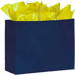 Paper Shopping Bags 100 Large Navy Blue 16" x 6 x 12 ½" Vogue Retail Merchandise - Picture 1 of 1