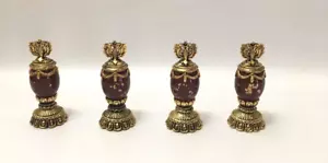 Franklin Mint House Faberge Imperial Jeweled Chess 4 Replacement Pawns Red Gold - Picture 1 of 6