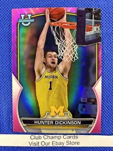 2023 #36 Hunter Dickinson Bowman University Chrome Pink Refractor Michigan - Picture 1 of 2