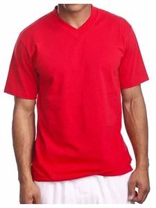 Men T-Shirt MAX HEAVY WEIGHT V-Neck Short Sleeve Big Comfy Plain Tee S- 5XL - Picture 1 of 25