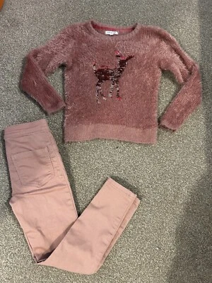 Wild&Rose (House of Fraser) jumper and TU trousers, pink, size 7-8 years - Image 1 of 4